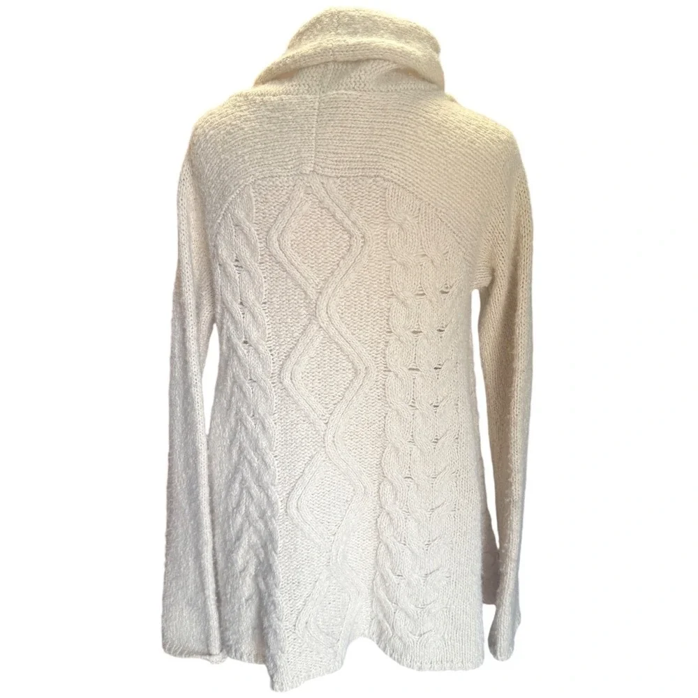 Free People Cream Cable Knit Wool Blend Shawl Collar Button Cardigan Sweater S/P
